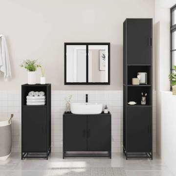 Stylish 3 Piece Bathroom Furniture Set in Black | HipoMarket