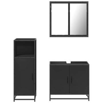 Stylish 3 Piece Bathroom Furniture Set in Black | HipoMarket