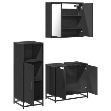 Stylish 3 Piece Bathroom Furniture Set in Black | HipoMarket