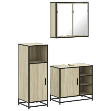 3 Piece Sonoma Oak Bathroom Furniture Set | Hipomarket