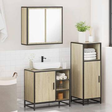 3 Piece Sonoma Oak Bathroom Furniture Set | Hipomarket