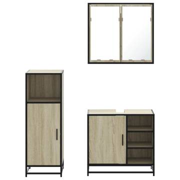 3 Piece Sonoma Oak Bathroom Furniture Set | Hipomarket