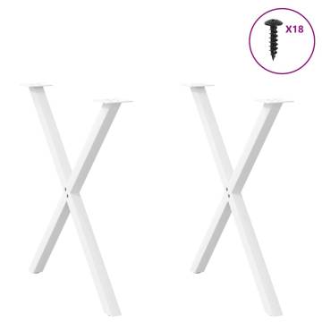 X-Shaped Dining Table Legs - White Steel 80x(72-73) cm | HipoMarket