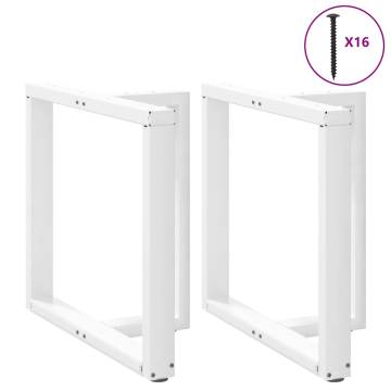 White T-Shaped Dining Table Legs - 2 Pcs, Steel 70x35 cm