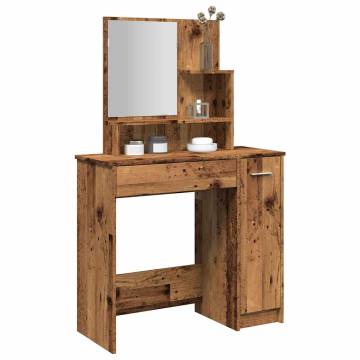 Dressing Table with Mirror - Old Wood 86.5x35x136 cm