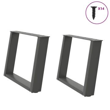 U-Shaped Coffee Table Legs - Anthracite Steel 70 cm (2 pcs)