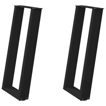 U-Shaped Console Table Legs - Black Steel | HipoMarket