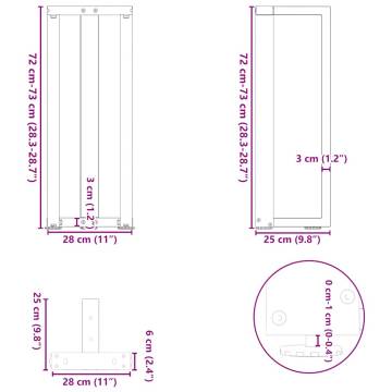 T-Shaped Console Table Legs (2 Pcs) - White Steel | HipoMarket