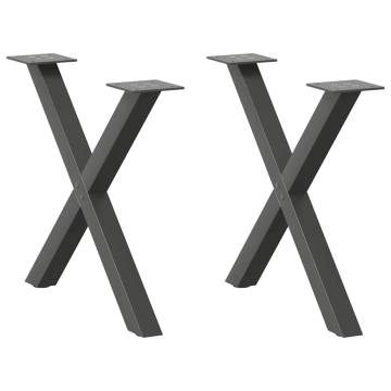 X-Shaped Coffee Table Legs - Anthracite Steel - 50 cm