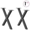 X-Shaped Coffee Table Legs - Anthracite Steel - 50 cm