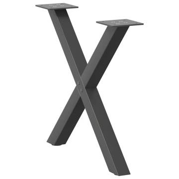 X-Shaped Coffee Table Legs - Anthracite Steel - 50 cm