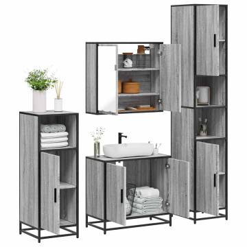 4 Piece Grey Sonoma Bathroom Furniture Set - Stylish Storage