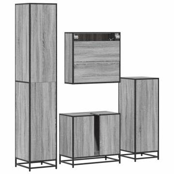 4 Piece Grey Sonoma Bathroom Furniture Set - Stylish Storage