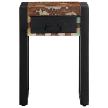 Stylish Multicolour Side Table - Solid Reclaimed Wood 35x35 cm