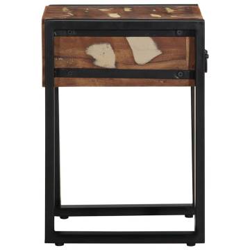 Stylish Multicolour Side Table - Solid Reclaimed Wood 35x35 cm