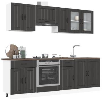 8 Piece Kitchen Cabinet Set Kalmar Black - Stylish & Durable