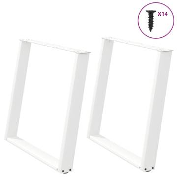 vidXL U-Shaped Dining Table Legs - White Steel, 100x(72-73) cm