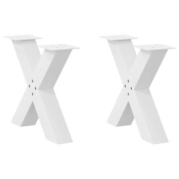 X-Shaped Coffee Table Legs - White Steel 60x(42-43) cm