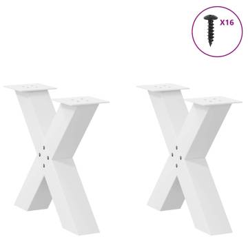 X-Shaped Coffee Table Legs - White Steel 60x(42-43) cm