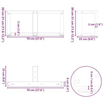 Stylish T-Shaped Coffee Table Legs - 2 pcs White Steel