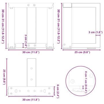 T-Shaped Coffee Table Legs - White Steel 2 pcs | Hipomarket UK