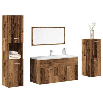 Stylish 4 Piece Old Wood Bathroom Furniture Set | HipoMarket