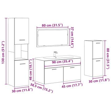 Stylish 4 Piece Old Wood Bathroom Furniture Set | HipoMarket