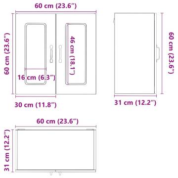 Kalmar Concrete Grey Kitchen Wall Cabinet with Glass Door