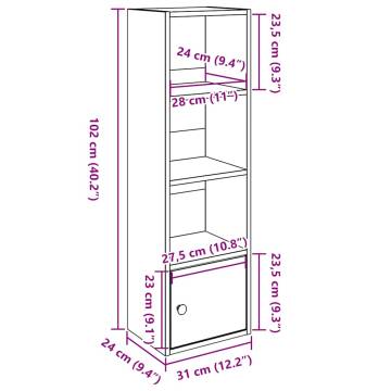 Stylish Grey Sonoma Bookcase - 31x24x102 cm Engineered Wood