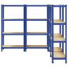 4-Layer Storage Shelves - Blue Steel & Engineered Wood Set