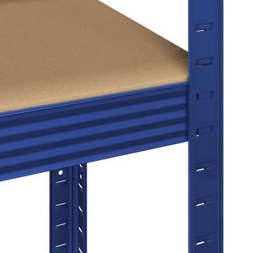 4-Layer Storage Shelves - Blue Steel & Engineered Wood Set