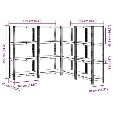 4-Layer Storage Shelves - Blue Steel & Engineered Wood Set