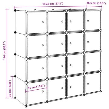 Storage Cube Organiser with 16 Cubes and Hanging Rods - HipoMarket