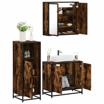 3 Piece Bathroom Furniture Set - Smoked Oak | HipoMarket