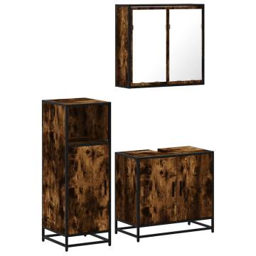 3 Piece Bathroom Furniture Set - Smoked Oak | HipoMarket