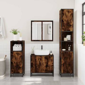 3 Piece Bathroom Furniture Set - Smoked Oak | HipoMarket