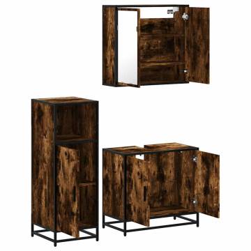 3 Piece Bathroom Furniture Set - Smoked Oak | HipoMarket