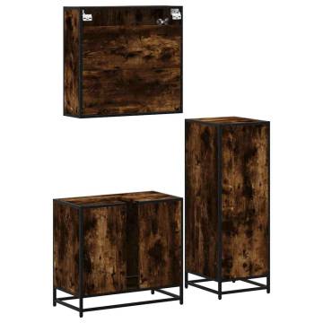 3 Piece Bathroom Furniture Set - Smoked Oak | HipoMarket