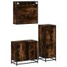 3 Piece Bathroom Furniture Set - Smoked Oak | HipoMarket