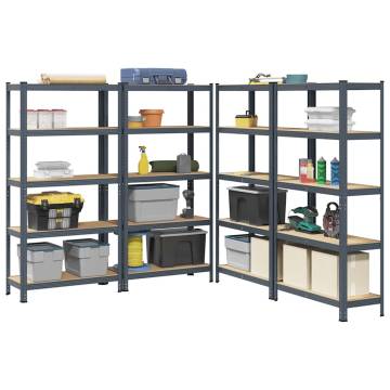 5-Layer Storage Shelves - 4 pcs Anthracite Steel & Wood