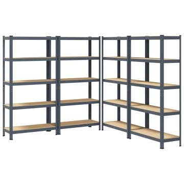 5-Layer Storage Shelves - 4 pcs Anthracite Steel & Wood