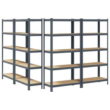 5-Layer Storage Shelves - 4 pcs Anthracite Steel & Wood