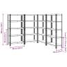 5-Layer Storage Shelves - 4 pcs Anthracite Steel & Wood