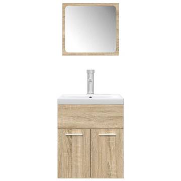 3 Piece Bathroom Furniture Set - Sonoma Oak Engineered Wood