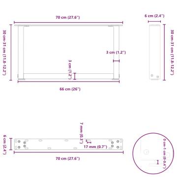 U-Shaped Coffee Table Legs - Anthracite Steel (2 pcs) | Hipo Market