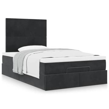 Ottoman Bed with Mattresses - Black Velvet 120x200cm | HipoMarket