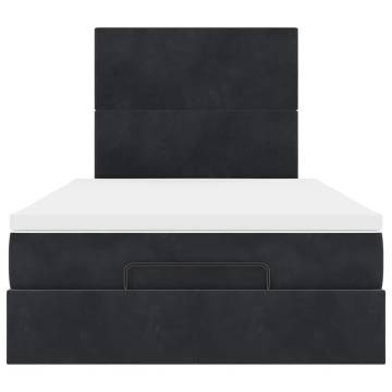 Ottoman Bed with Mattresses - Black Velvet 120x200cm | HipoMarket