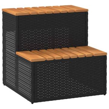 Black Hot Tub Step - Poly Rattan & Acacia - Safe Entry