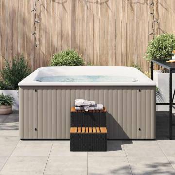 Black Hot Tub Step - Poly Rattan & Acacia - Safe Entry