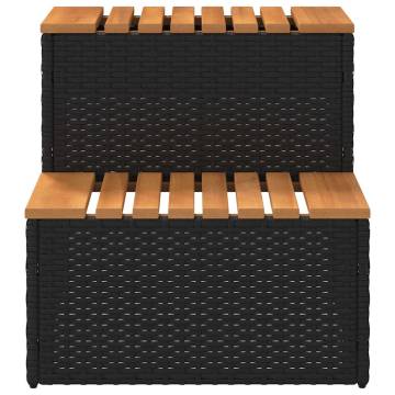 Black Hot Tub Step - Poly Rattan & Acacia - Safe Entry